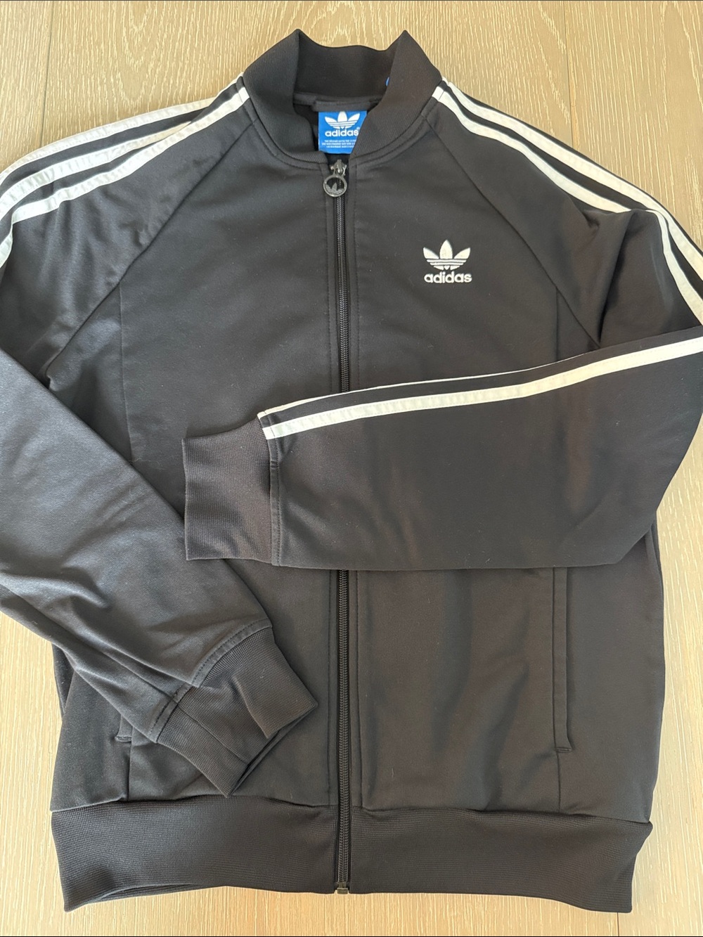 adidas Black Track Jacket with White Stripes